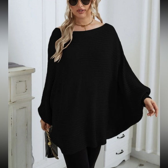 Off shoulder ribknit dolman sleeve sweater - Picture 6 of 7